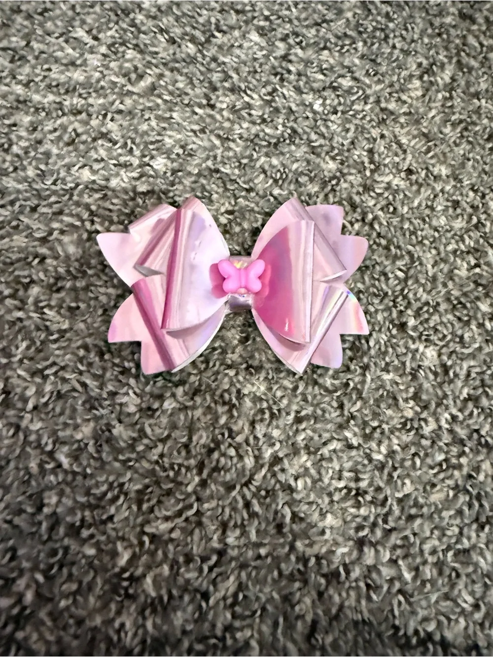 Iridescent Pink Bow Hair Clip